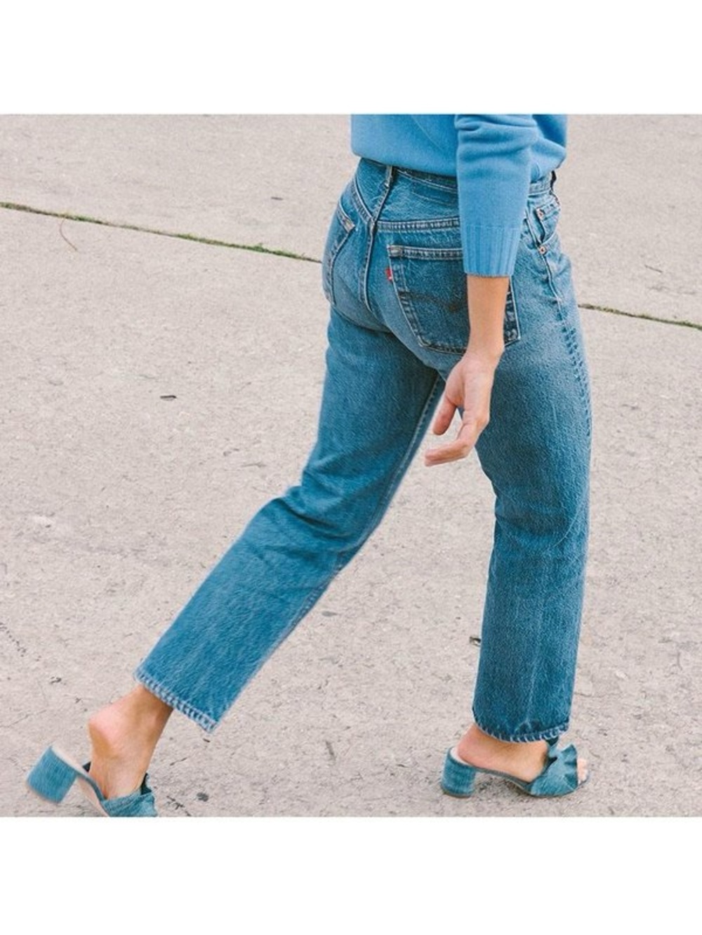 NWT Loeffler Randall Indigo denim blue vera heels mule - Picture 2 of 11